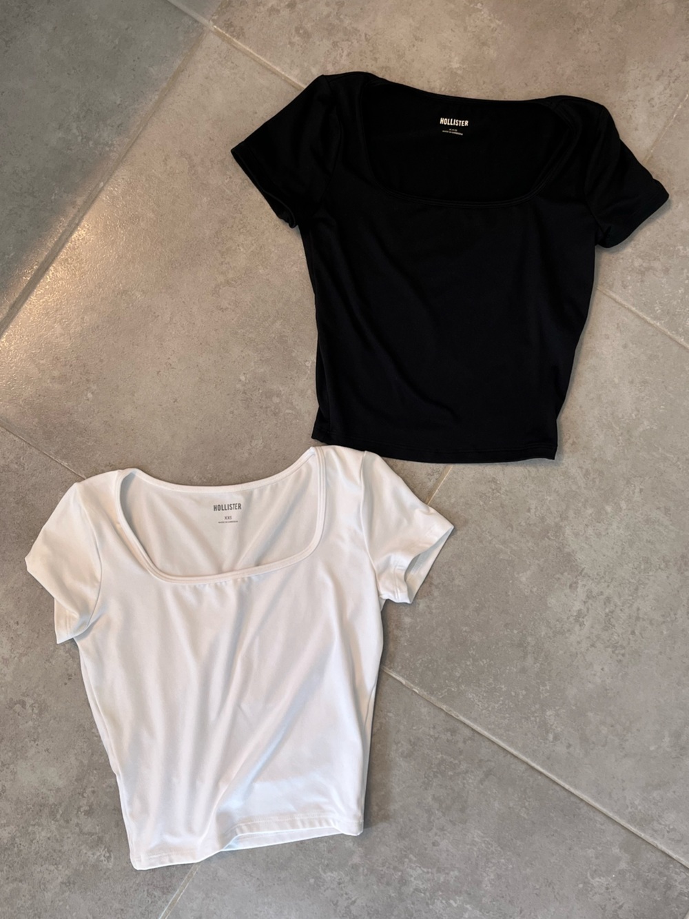 Hollister square neck tees. Lot of 2. Size XXS.